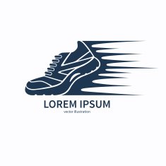 Vector speeding running shoe symbol icon or logo