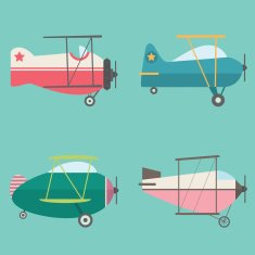 Set of Retro Airplanes
