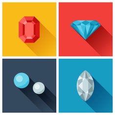 Beautiful jewelry precious stones in flat design style