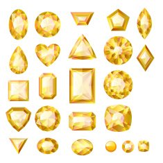Set of realistic yellow jewels Colorful gemstones