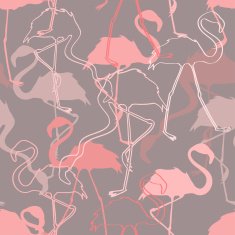 Seamless pattern of flamingos