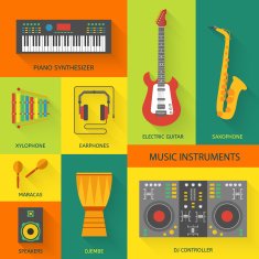 Musical instruments flat icons