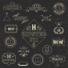 Vintage hipster hand drawn design elements set 6 Vector illustration N2