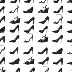 Seamless lady's shoes black and white pattern