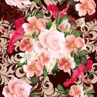 Floral seamless vector pattern with rose flowers