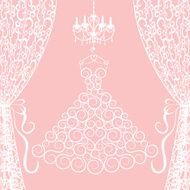 dress curtains and chandelier