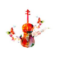 Colorful violoncello with butterflies