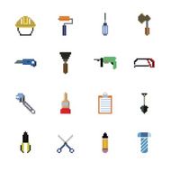 Construction Tools Pixel Icons