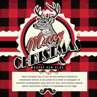 Merry Christmas vintage flannel greeting design black red check