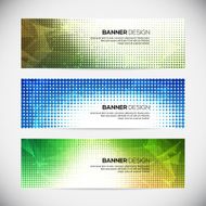 Set of modern vector banners with polygonal and halftone