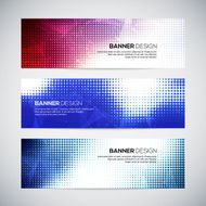 Set of modern vector banners with polygonal background and halftone