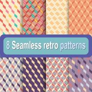 Set of eight retro seamless patterns