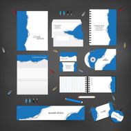 Stationery template design set with torn paper N5