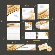 Stationery template design set with arrow technology on background N6
