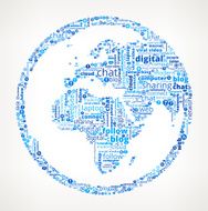 Globe on Modern Communication and Technology Word Cloud N7