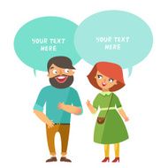 Vector Man and woman couple dialog speech bubbles