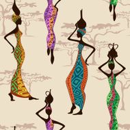 Seamless pattern of African women N5