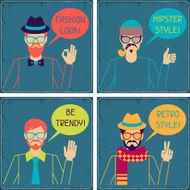 Hipster cards in retro style