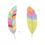 Vector Set of Watercolor Style Feathers N5
