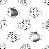 Seamless pattern with smiling fish N2