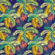 Vector illustration Seamless color palm leaves and fruit pattern N6
