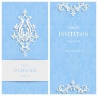 Vector Blue Floral 3d Background Template Christmas or Invitation Cards N3