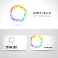 Business card template set abstract colorful circle background Vector illustration