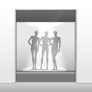 Vector Shop Boutique Store Front with Big Window and Mannequins N4