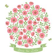 Save The Date Invitation with Floral Bouquet