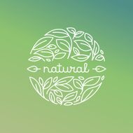 Vector natural label in trendy linear style