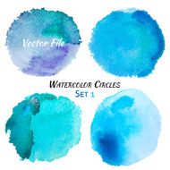 Watercolor Blue and Purple Vector Colorful Circles Set