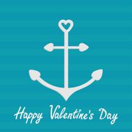 Anchor with shapes of heart Striped background Happy Valentine