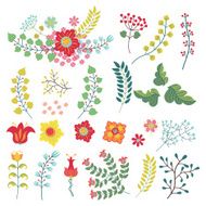 Vectorset with vintage flowers items Flowers branches berries N2
