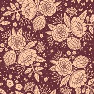 Seamless vintage pattern with decorative flowers N7