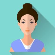 Flat style square shaped female character icon with shadow N31
