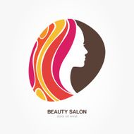 Ð¦oman&#039;s face with multicolor hair Vector logo design template
