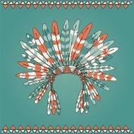 Hand drawn native american indian chief headdress N3