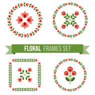Set of design elements - round floral frames N13