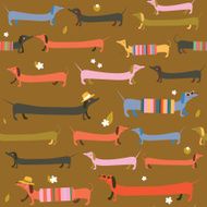 Cute dachshunds seamless print
