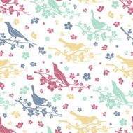 Birds and twigs seamless pattern