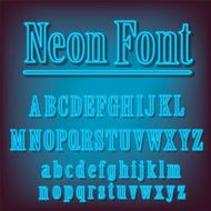 Neon font Vector alphabet with neon letters