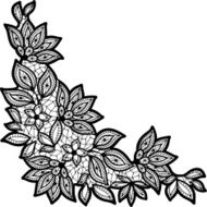 Black and lace floral design isolated on white N3