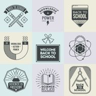 Assorted retro design insignias logotypes school and science set