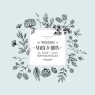 Hand drawn floral wedding invitaion Floral template Vector illustration N4