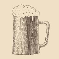 pint of beer in vintage engraving style