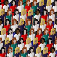 seamless pattern with a large group of well- dresses ladies