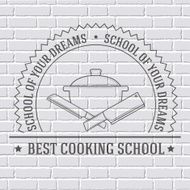 cooking logo or template on a white brick wall