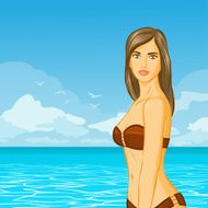 Travelling woman on the beach in swimwear N4