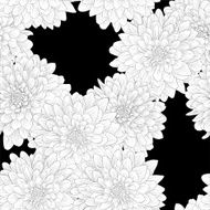 Beautiful monochrome black and white seamless background with flowers N5