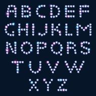 Diamond letters alphabet on dark background Shiny jewels ABC